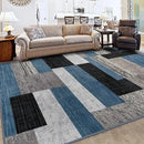Modern Geometric Area Rug Blue Black Grey White Design Carpet Washable Stain Resistant Floor Mat for Living Room Yoga Minimalist