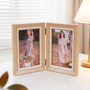 Folded hinge photo frame - suitable for 6-inch photos - can display 2 photos - modern and simple desktop photo frame