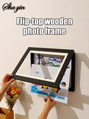 Flip Up Wooden Photo Frame, Magnetic Suction Frame, A4 Children's Photo Frame, Storage Frame, Art Work Certificate Frame