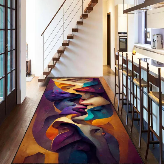 Abstract Runner Rug Colorful Hallway Rug Modern Art Carpet Long Area Rug For Entryway Living Room or Kitchen Decor Floor Mat