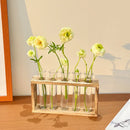 Plant Test Tube Hydroponic Vase Water-grown Flower Arrangement Plant Container Simple Wooden Frame Decors Creative Glass Vases