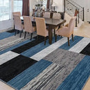 Modern Geometric Area Rug Blue Black Grey White Design Carpet Washable Stain Resistant Floor Mat for Living Room Yoga Minimalist