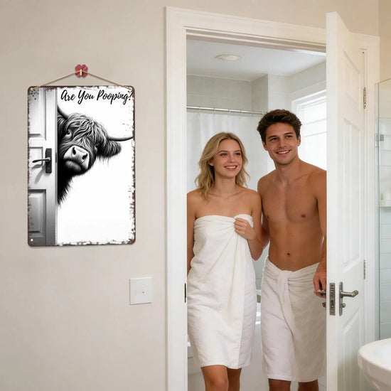 Bathroom Wall Art Decor Farmhouse Modern Funny Sign Bathroom Farm Animal Wall Pictures for Office Apartment Toilet Restroom Door