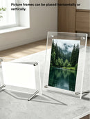One 6-inch acrylic photo frame. Transparent and simple in style, featured with a classic tilted desktop bracket, perfect for hom