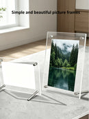One 6-inch acrylic photo frame. Transparent and simple in style, featured with a classic tilted desktop bracket, perfect for hom