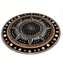 African Geometric Round Rug, Durable Polyester, Fade-Resistant & Washable, Mystical Ethnic Design, for Bedroom/Living Room