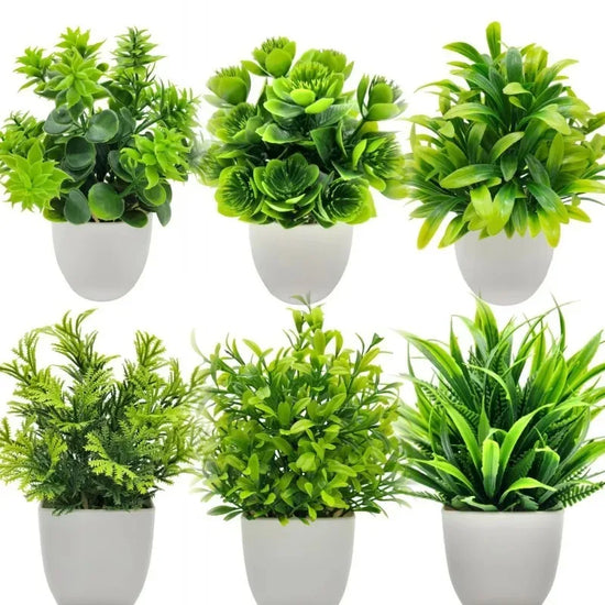 1PC Artificial Plant with Plastic Pot for Home Office Desk Living Room Bedroom Decor Fake Greenery No Maintenance Required