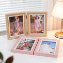 Folded hinge photo frame - suitable for 6-inch photos - can display 2 photos - modern and simple desktop photo frame