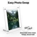 One 6-inch acrylic photo frame. Transparent and simple in style, featured with a classic tilted desktop bracket, perfect for hom