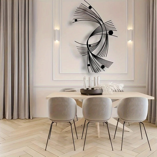 Modern Abstract Geometric Metal Wall Art, Minimalist Linear Art, Suitable for Home, Office, Indoor/outdoor Sign, Easy To Hang