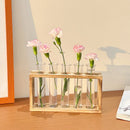 Plant Test Tube Hydroponic Vase Water-grown Flower Arrangement Plant Container Simple Wooden Frame Decors Creative Glass Vases